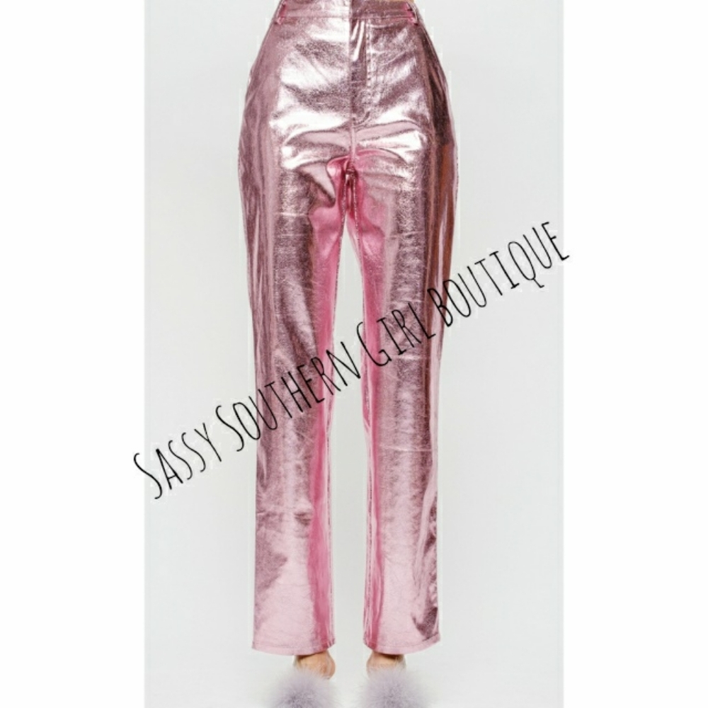 🆕⭐Pink metallic vegan leather pants - Picture 11 of 16